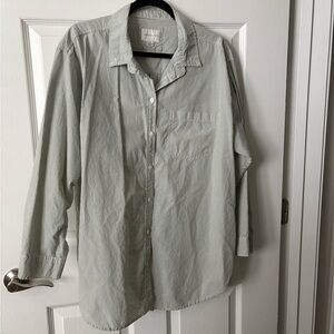 AE olive pinstriped oversized boyfriend shirt